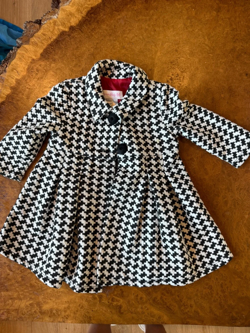 Bonnie Baby Black & White Houndstooth Coat Dress | Girls 6–9 Months | EUC